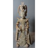 A Chinese pottery figurine of a maiden, probably Tang Dynasty, 37cm high.