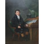 American School, 19th Century, Portrait of a gentleman, seated in an interior,