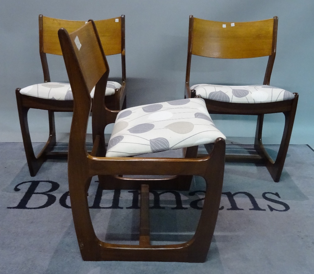 A set of four G-plan style teak dining chairs with upholstered seats, 47cm wide x 47cm high. - Image 2 of 2