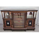 A Napoleon III ebonised amboyna crossbanded boxwood strung gilt metal mounted credenza,