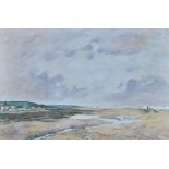 Follower of Charles Henri Joseph Leickert, Beach scene at low tide, oil on canvas laid down,