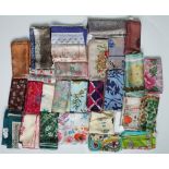 A BOAC VC 10 advertising silk scarf and a large collection of silk scarves and handkerchiefs,