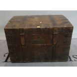 An early 20th century oak and iron bound silver chest, 88cm wide x 60cm high.