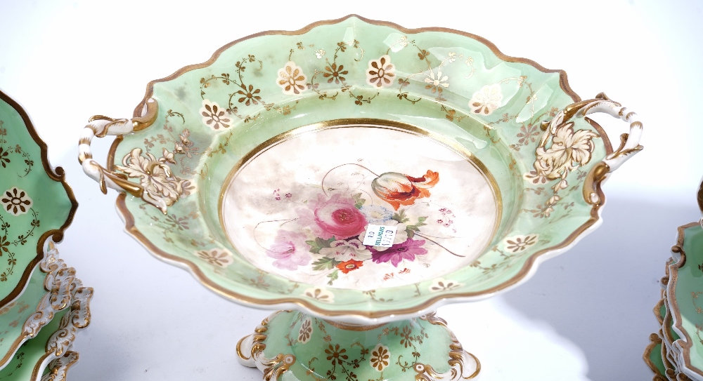 An English porcelain part dessert service, possibly Minton or Ridgway, circa 1840's, - Image 2 of 9