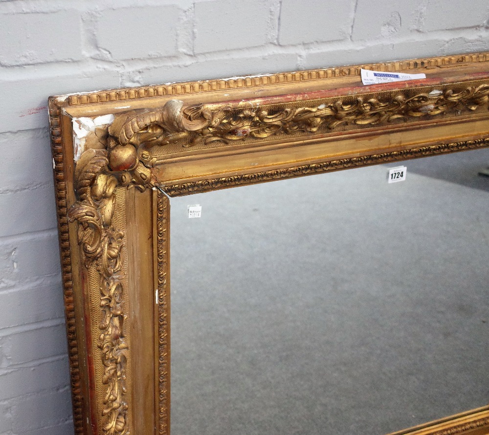 A 19th century rectangular gilt frame with moulded scroll chased decoration and later mirror plate, - Image 2 of 4