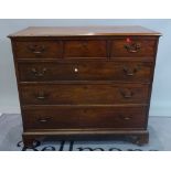 An 18th century mahogany chest of three short and three long graduated drawers, on bracket feet,