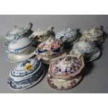 A group of nine ceramic tureen and covers, including Booths, (9).