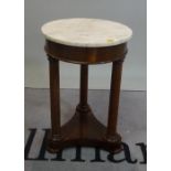 A late 19th century French marble topped gueridon occasional table on trefoil base,