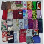 A large collection of printed silk scarves mainly designed by Jaqmar of London (35)