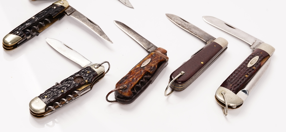 A group of eight pocket knives, mostly bone handled, including examples by Bonsa Solingen, - Bild 3 aus 3