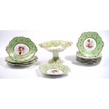 An English porcelain part dessert service, possibly Minton or Ridgway, circa 1840's,