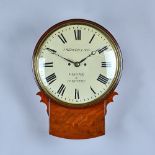 A mahogany striking Drop Dial wall clock J.