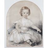 English School, 19th Century, Portrait of a seated child, pastel,