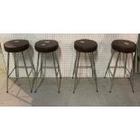 A set of four mid-20th century chrome and leatherette bar stools, 29cm wide x 64cm high.
