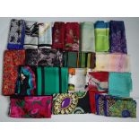 A collection designer silk scarves,