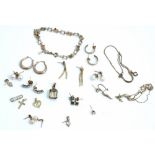 A group of mostly 9ct gold jewellery, comprising; eleven pairs of earrings, four pendants,
