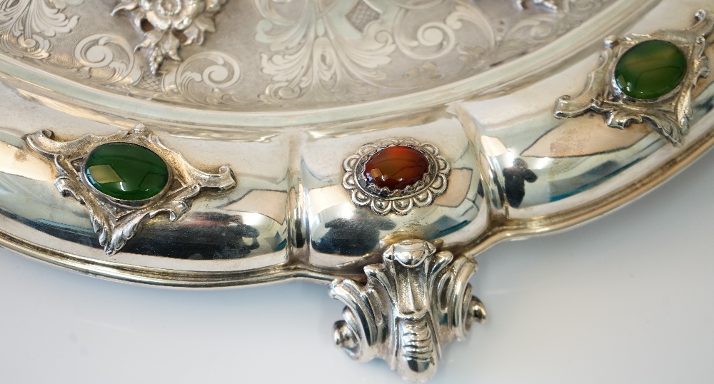 A Continental silver and cabochon varicoloured agate mounted table centrepiece stand, - Image 5 of 6