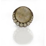 A rock crystal and colourless paste set brooch,