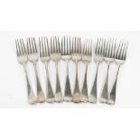 Ten silver Old English pattern table forks comprising five London 1813,
