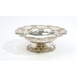 A silver pedestal bonbon dish, of shaped circular form,