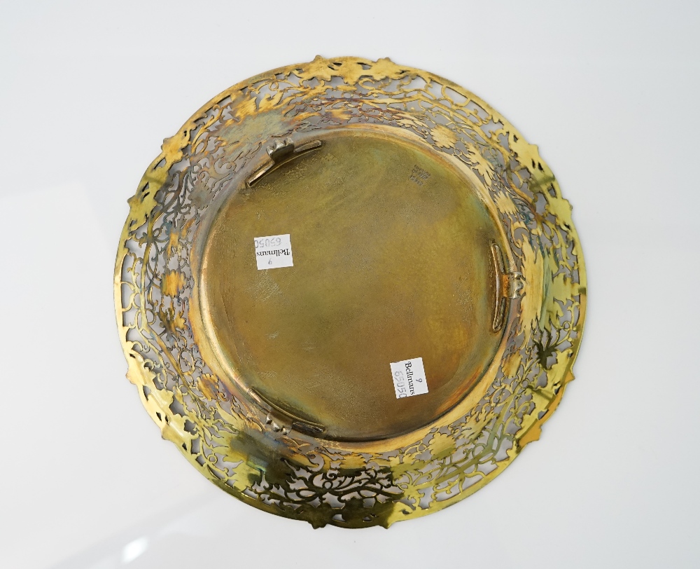 A silver gilt dish, of shaped circular form, cast and pierced with a border of fruiting vine, - Image 3 of 3