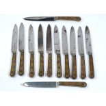 A set of six French steel bladed table knives, detailed Cardeilhac,
