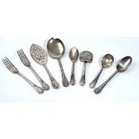 A French part table service, comprising; twenty-one table forks, six tablespoons,