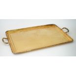 An Italian large modern rectangular gilt twin-handled tray,