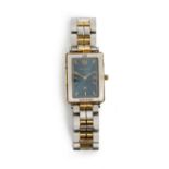 A Michel Herbelin, Paris steel and gilt curved rectangular cased gentleman's wristwatch,