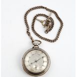 A Victorian pear cased silver pocket watch; the engine turned silver dial,