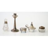 Silver and silver mounted wares, comprising; a table lighter, Birmingham 1924, weight 68 gms,