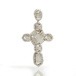 An 18ct white gold and diamond set pendant cross,