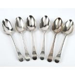 Six silver bottom marked Hanoverian pattern table spoons probably second half of the 18th century,