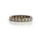 A diamond set full eternity ring, mounted with circular cut diamonds, ring size P and a half,