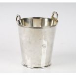 A silver twin handled wine cooler, of tapered cylindrical form,