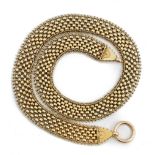A late 19th/early 20 the century yellow precious metal collar necklace of mesh design,