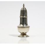 A George II silver baluster shaped sugar caster, height 13.