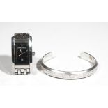 Emporio Armani; a gentleman's stainless steel bracelet wristwatch,
