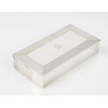 A silver table cigarette box, of rectangular form,