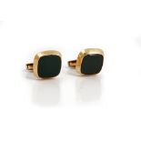 A pair of 9ct gold mounted bloodstone cufflinks,
