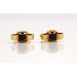 A pair of 18ct gold and sapphire dress cufflinks,