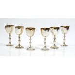 A set of six silver goblets, commemorating The Royal Silver Wedding, London 1972, by Garrard London,