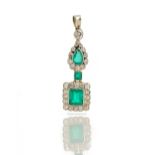 An emerald and diamond set pendant,