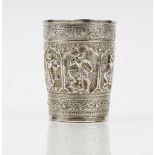 An Asian beaker, of tapered cylindrical form,