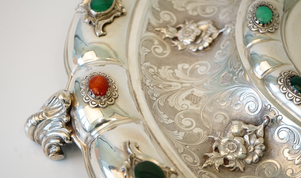A Continental silver and cabochon varicoloured agate mounted table centrepiece stand, - Image 2 of 6