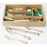 An American Sterling part table service, comprising; six tablespoons, twelve dessert forks,
