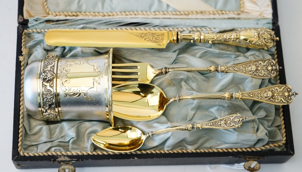 A Continental parcel gilt five piece christening set, last quarter of the 19th century, - Image 2 of 3