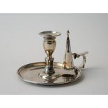 A George III silver chamber candlestick, of circular form,