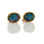 A pair of 9ct gold and opal dress cufflinks,