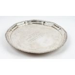 A Chinese salver, of shaped circular form, decorated with a gadrooned rim,